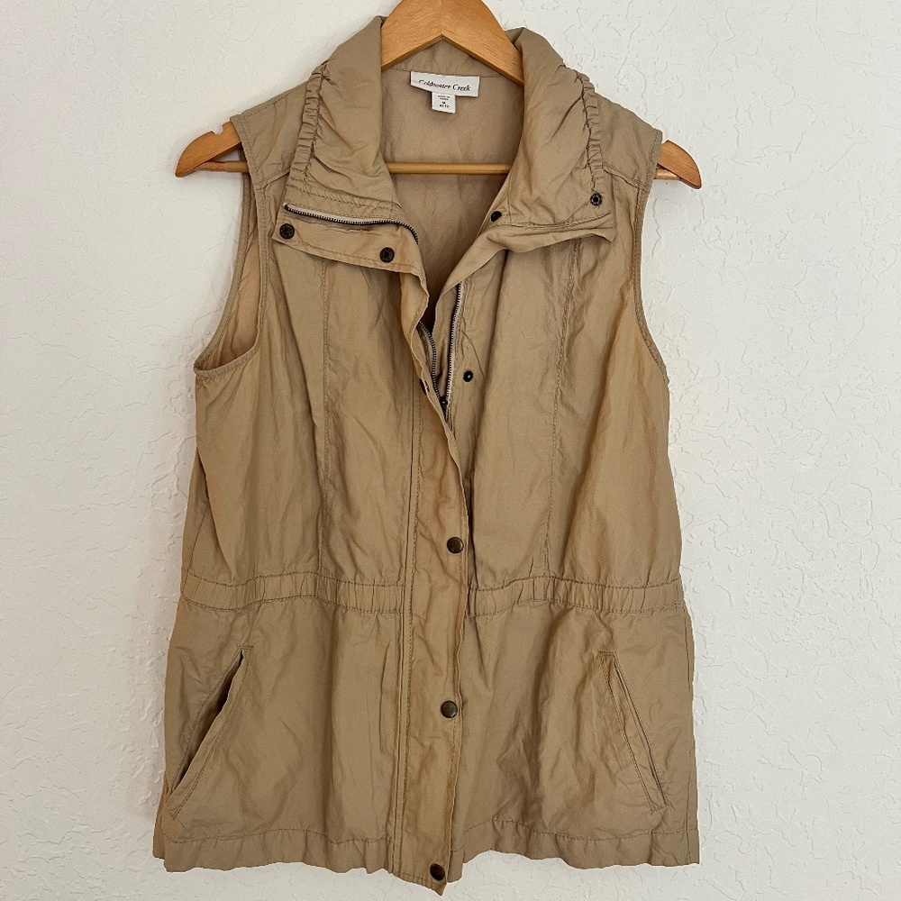 Coldwater Creek Womens Fishing Vest, M, Utility Chic, Snap Front, PNW Spring